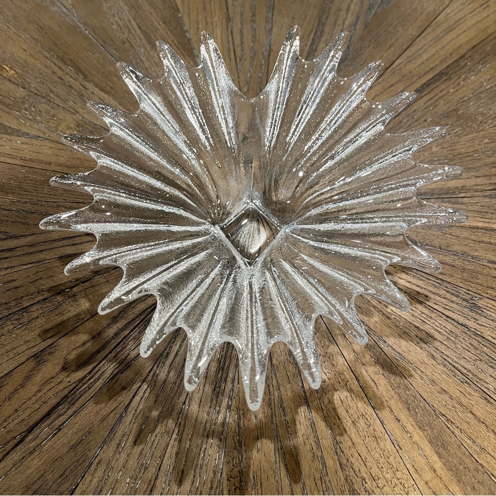 80's Vintage Lead Crystal Glass Palm Dish by Anita Harris for Dartington Crystal